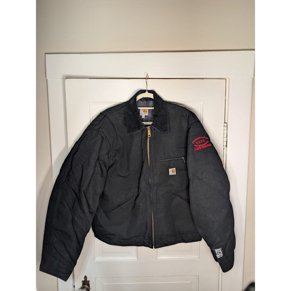 Carhartt J001 Detroit jacket XL USA Union made Black, blanket lined Embroidered